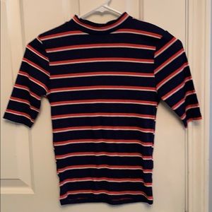 Striped shirt sleeve sweater